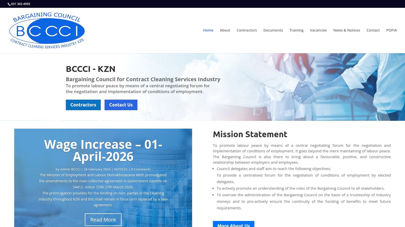Bargaining Council for the Contract Cleaning Services Industry (BCCCI)